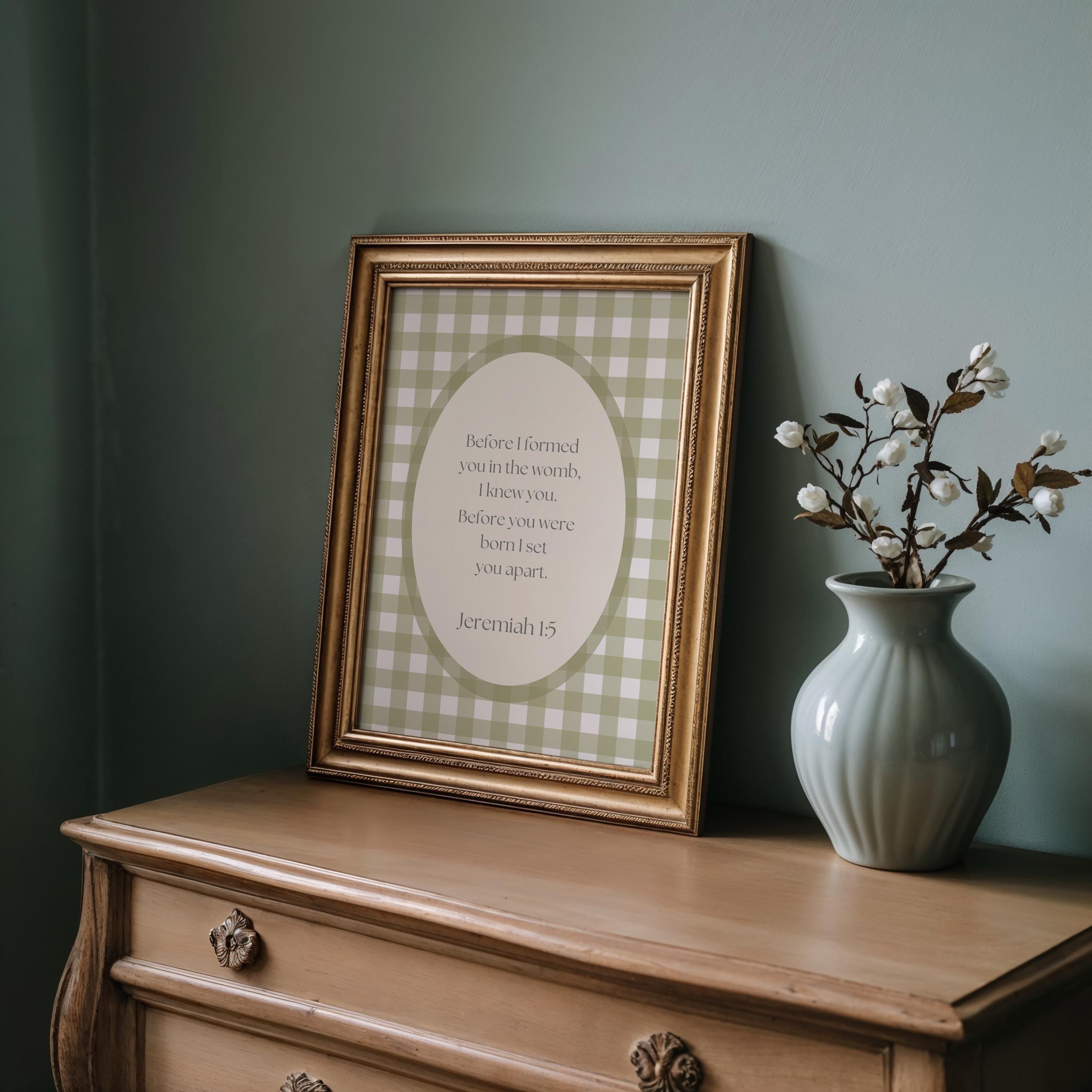 Jeremiah 1:5 Gingham Nursery Wall Art | 1249