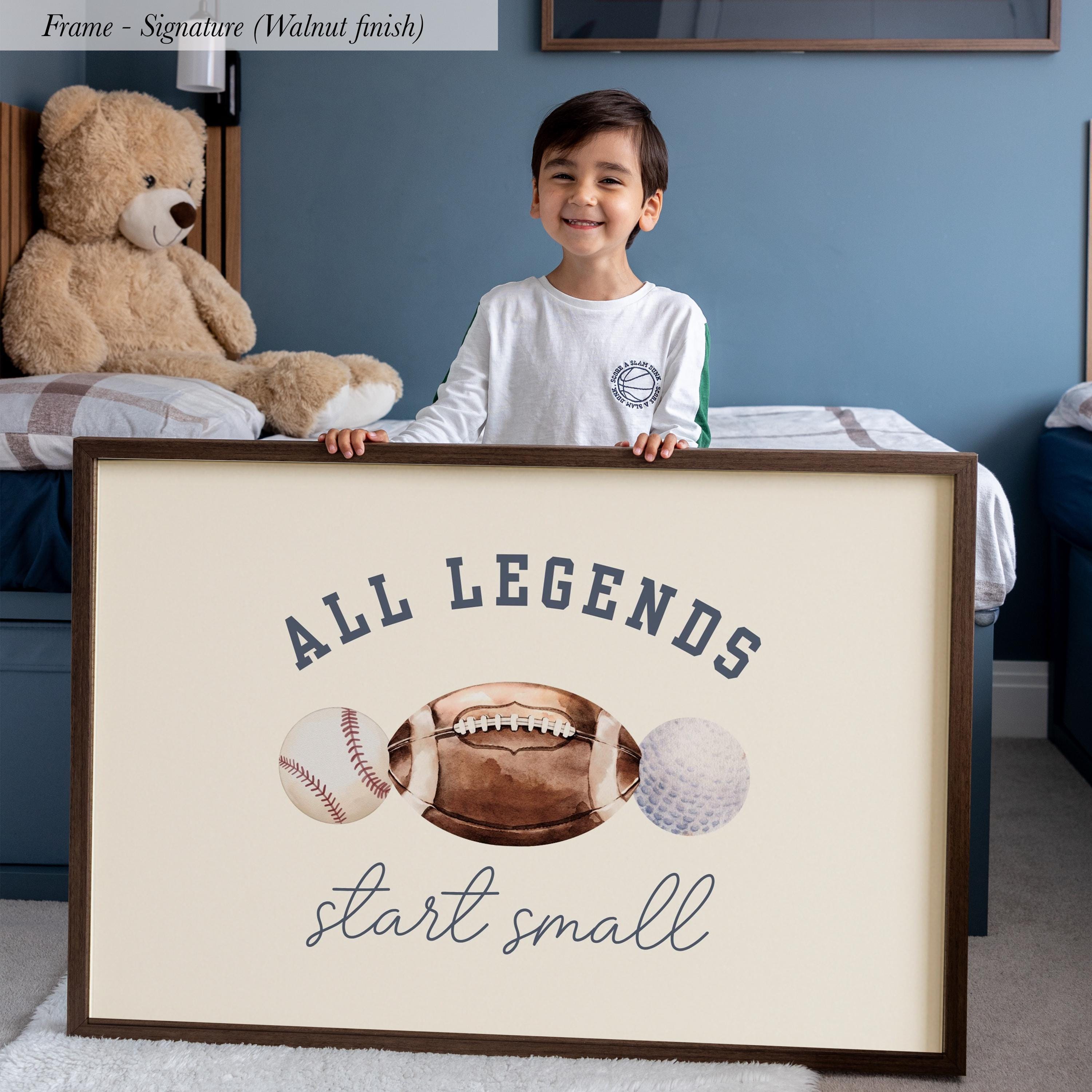 All Legends Start Small™ Boy Nursery Wall Art - Football, Baseball, Basketball | 2154
