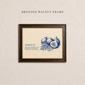 The image is a framed print featuring an illustration of a bunch of figs and leaves, with a caption below the illustration.