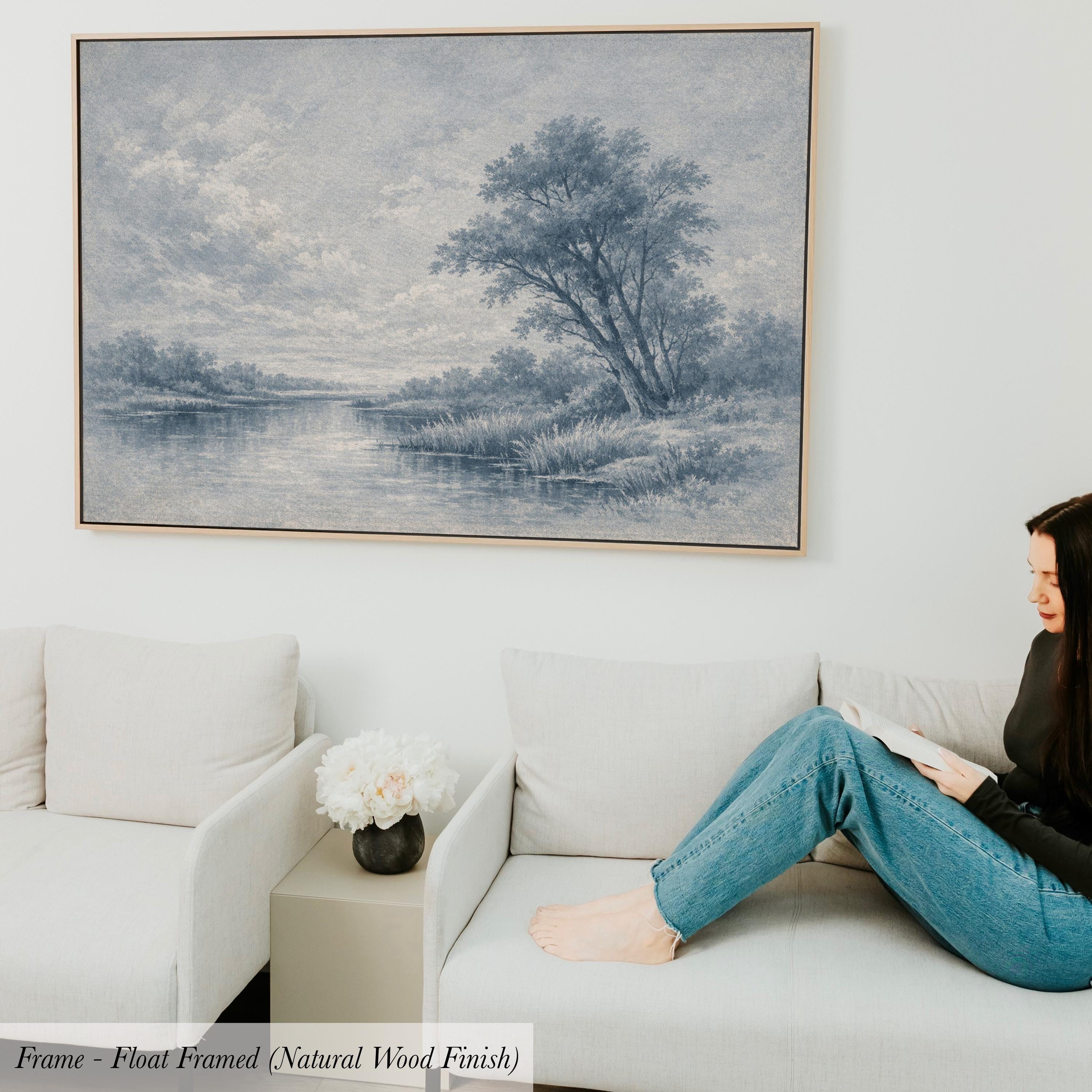 Blue Landscape Vintage Pastoral Wall Art - French Country Decor | 2171