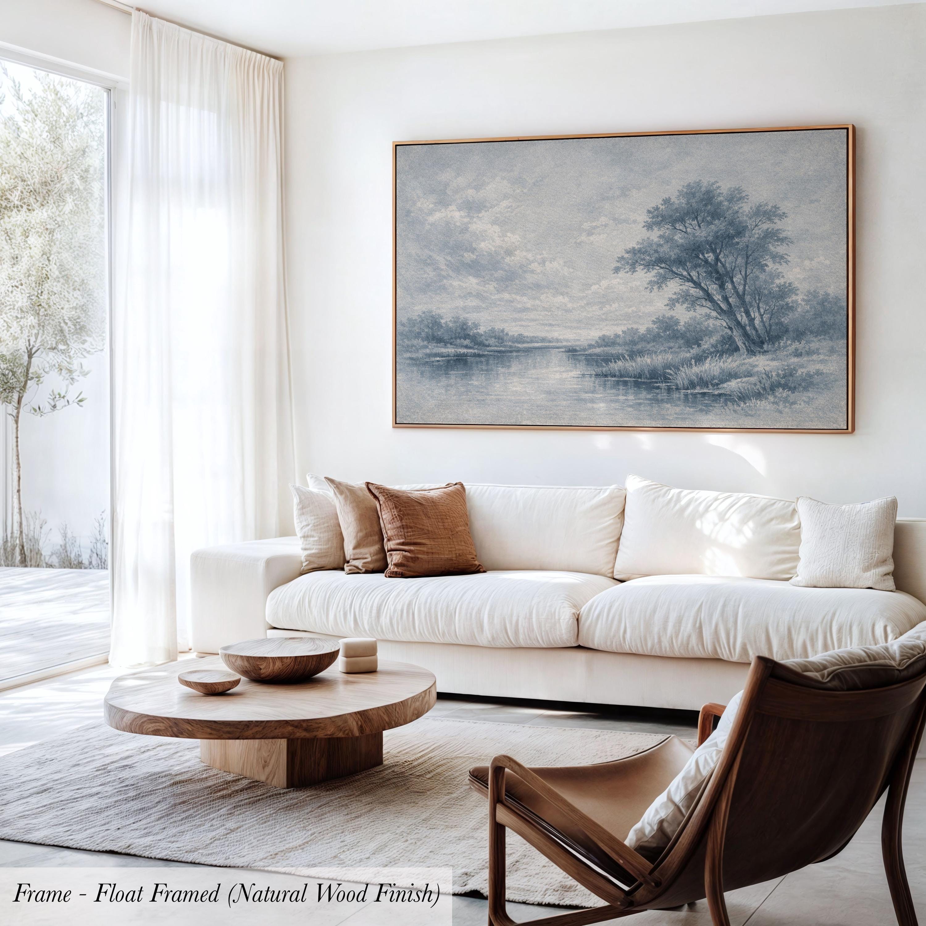 Blue Landscape Vintage Pastoral Wall Art - French Country Decor | 2171