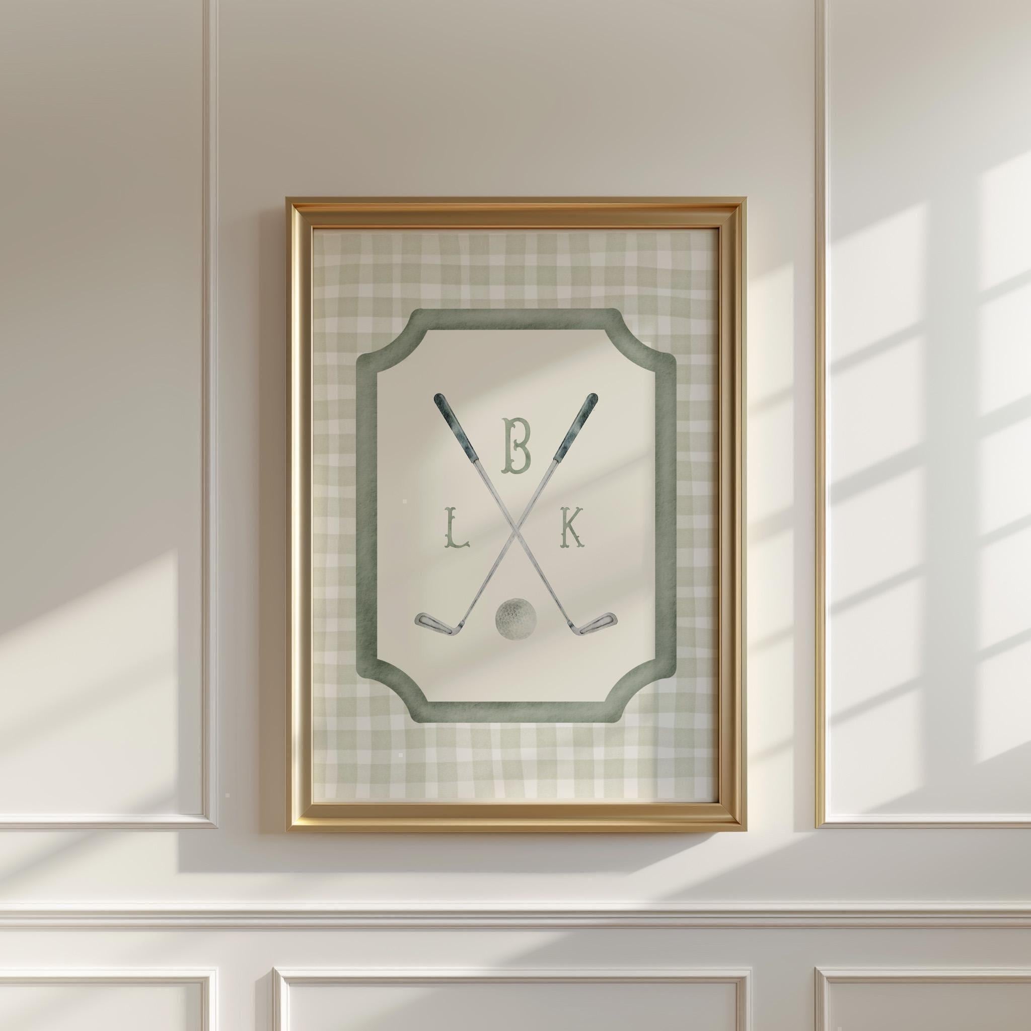 Golf Monogram in Green Gingham | 1627