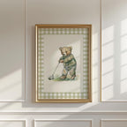 Set of 6 Vintage Teddy Bear Sports Wall Art, Babyshower Gift Boy, Watercolor Illustrations, Sports Nursery Theme Decor for Kids Room