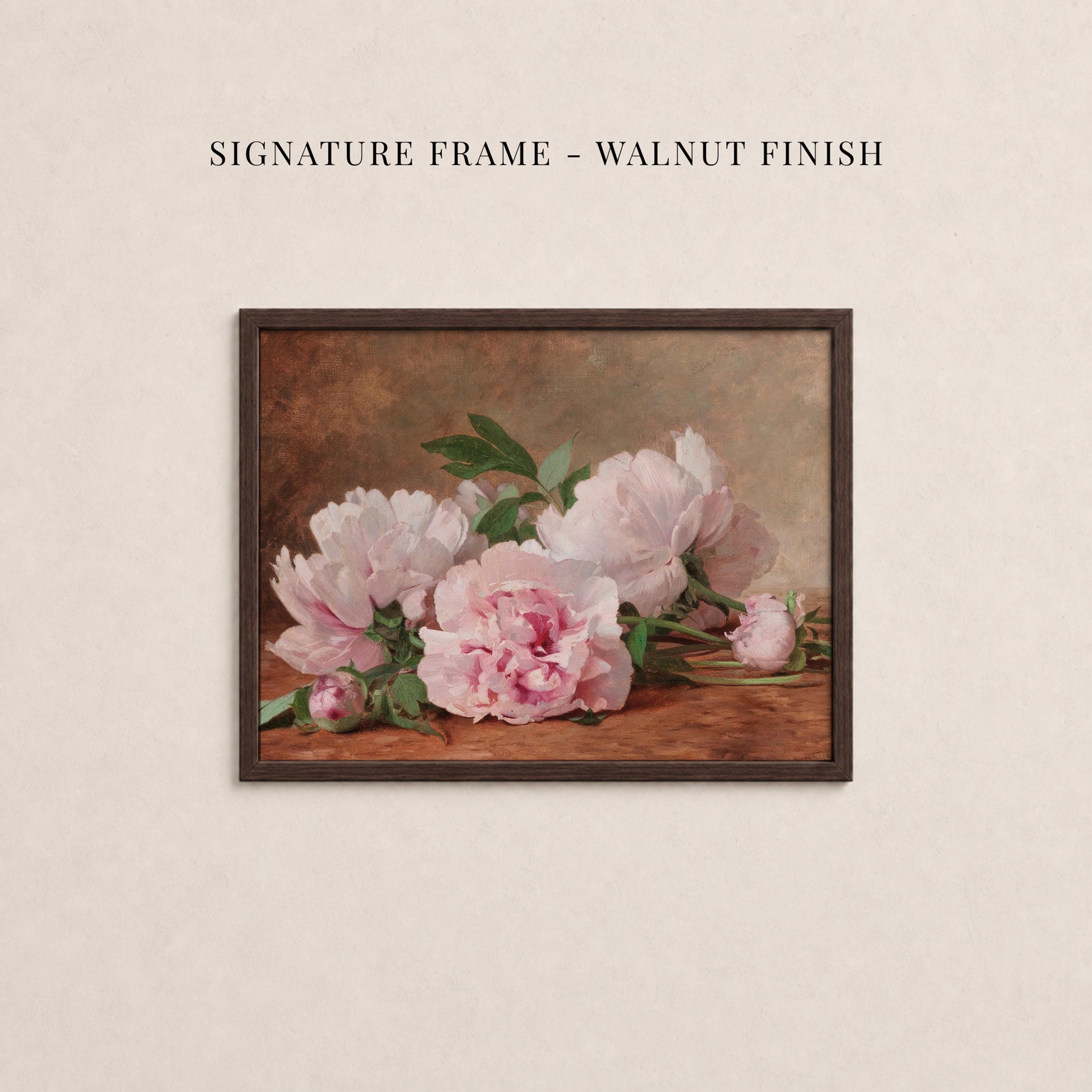 Vintage Pink Peony Oil Painting Print | 2264