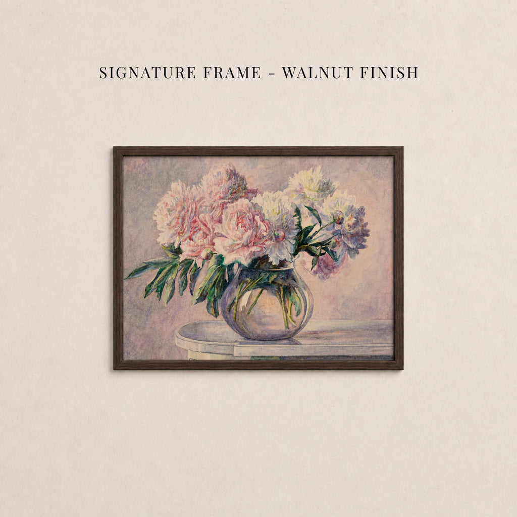 Vintage Pink Peony Oil Painting Print | 2265