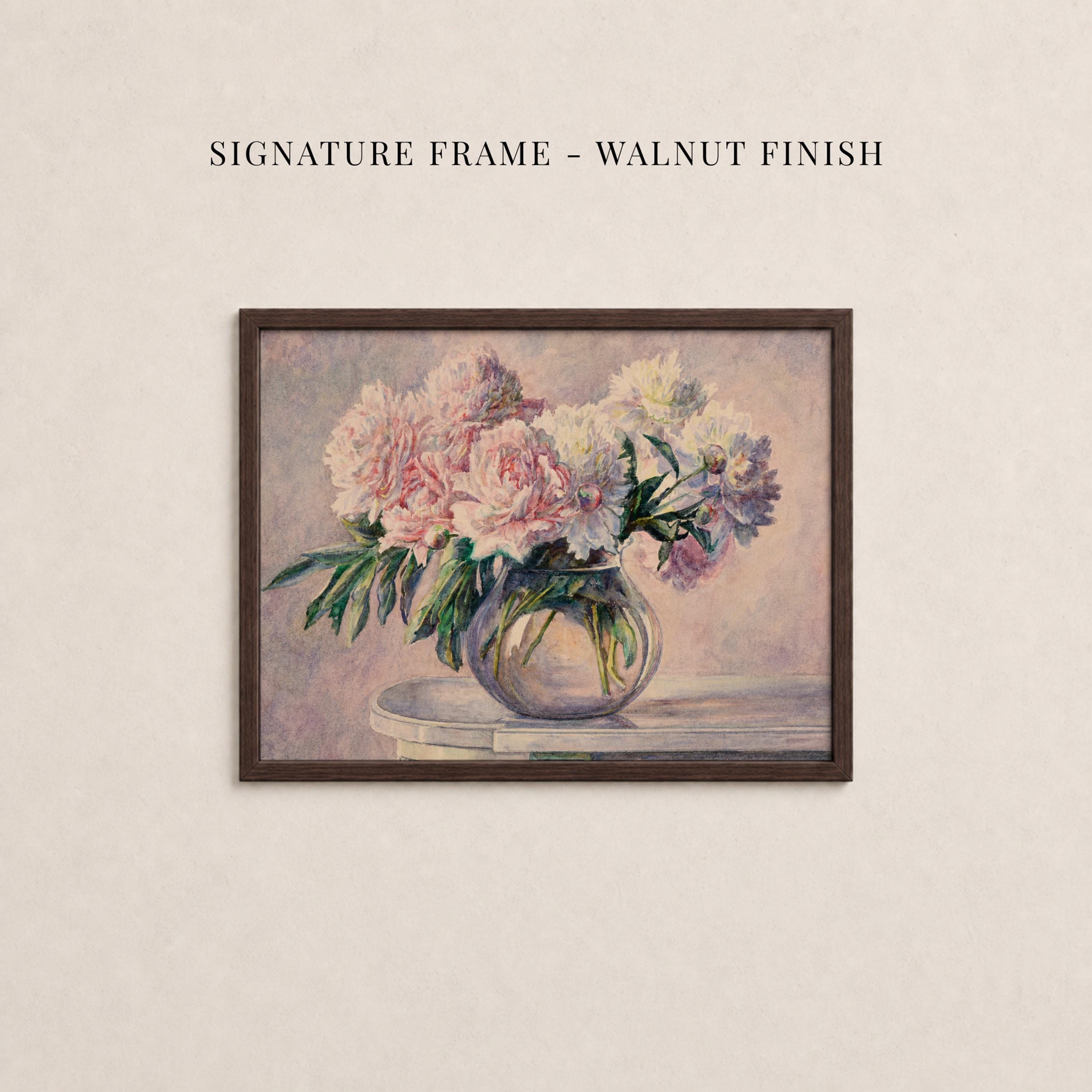 Vintage Pink Peony Oil Painting Print | 2265