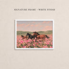 Vintage Horse Print in Pink Flower Field - Wild and Free | 2262