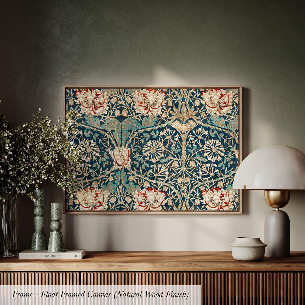 Botanical Wall Art William Morris Cotton Float Frame Canvas Art Print | 2213