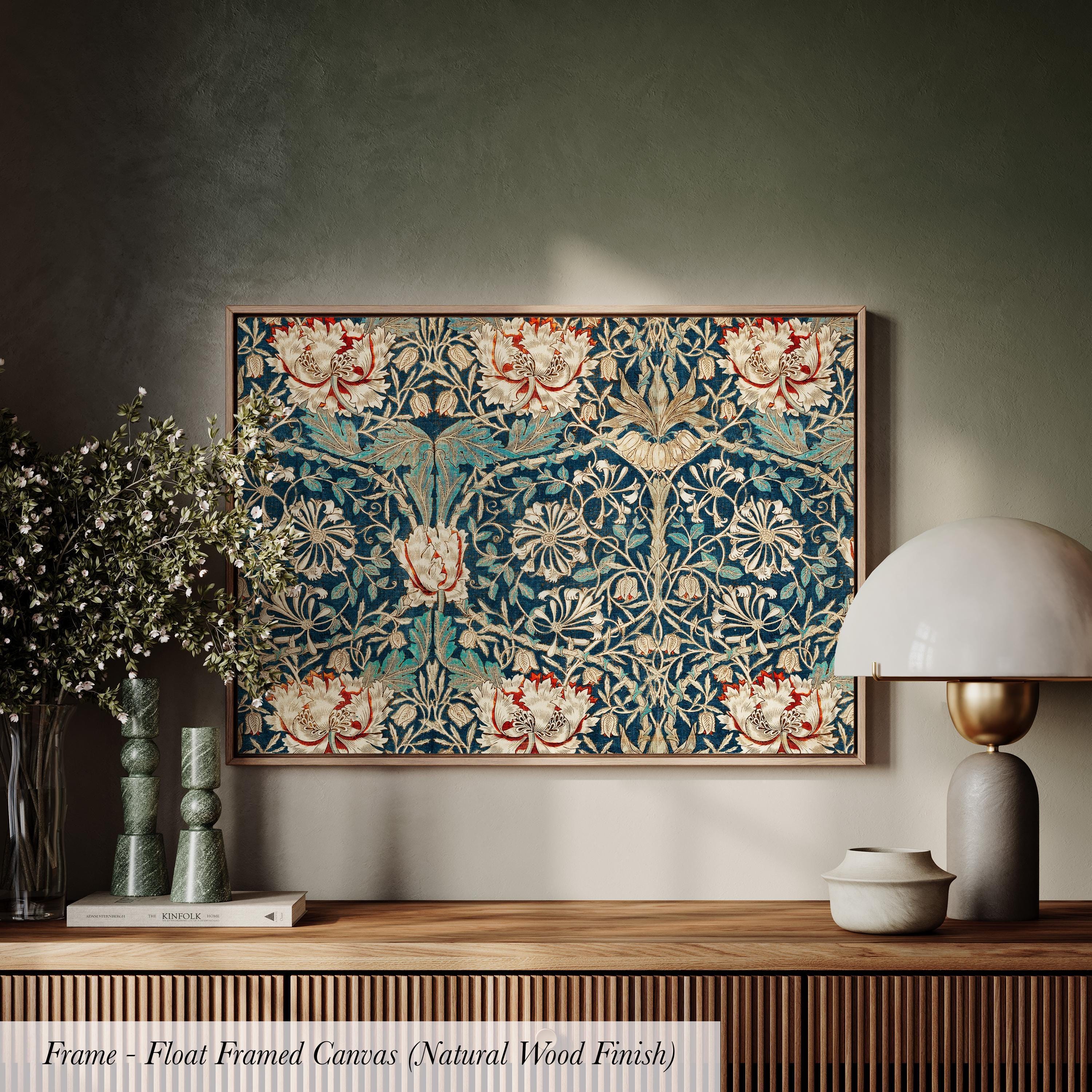 Botanical Wall Art William Morris Cotton Float Frame Canvas Art Print | 2213