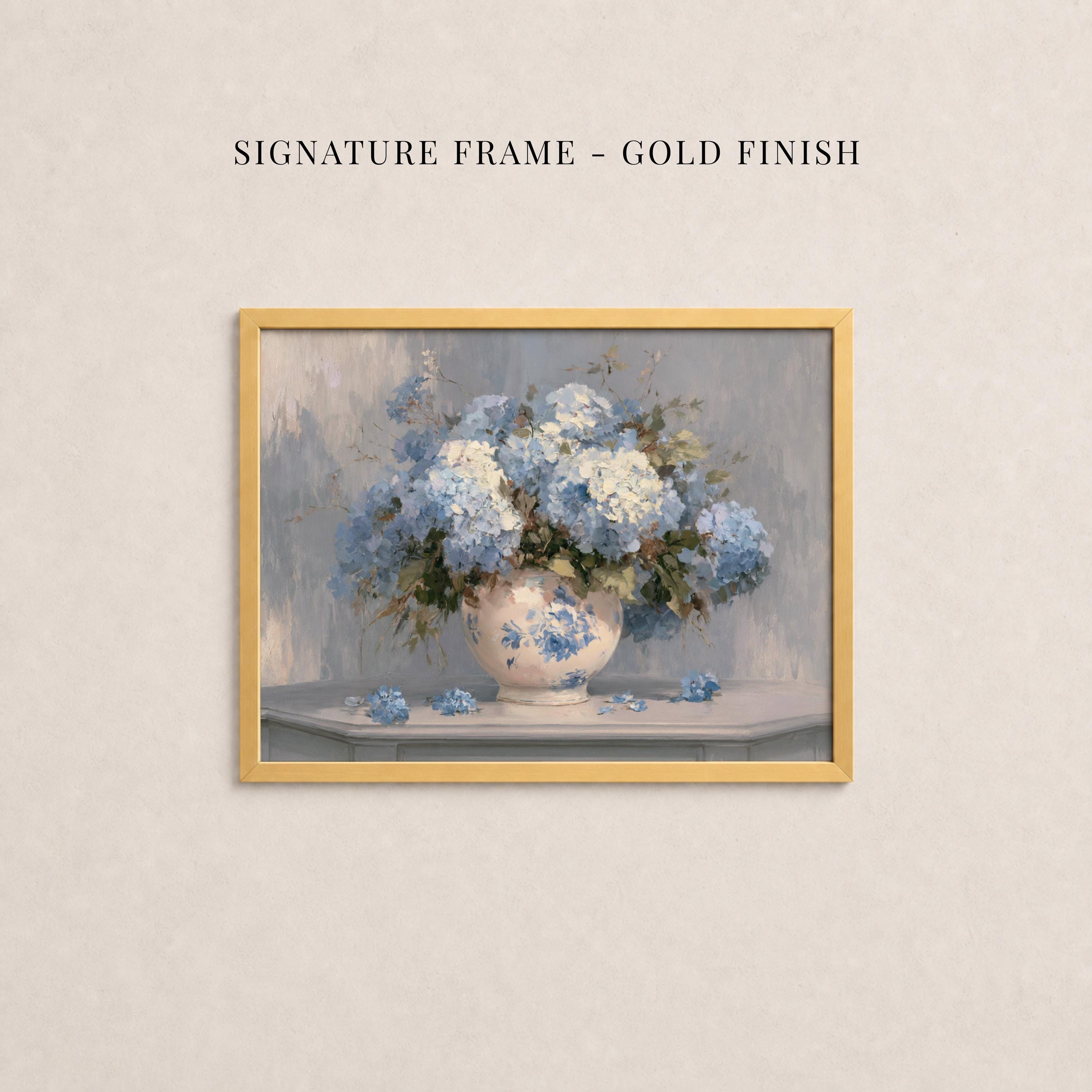 Hydrangea Print | Blue Floral Ceramic Vase Still Life Art | 2254