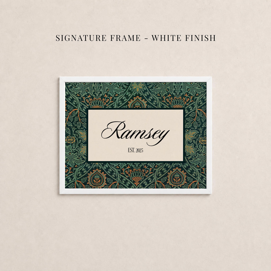 Custom Family Name Sign Ispahan William Morris Floral Wall Art | 2230