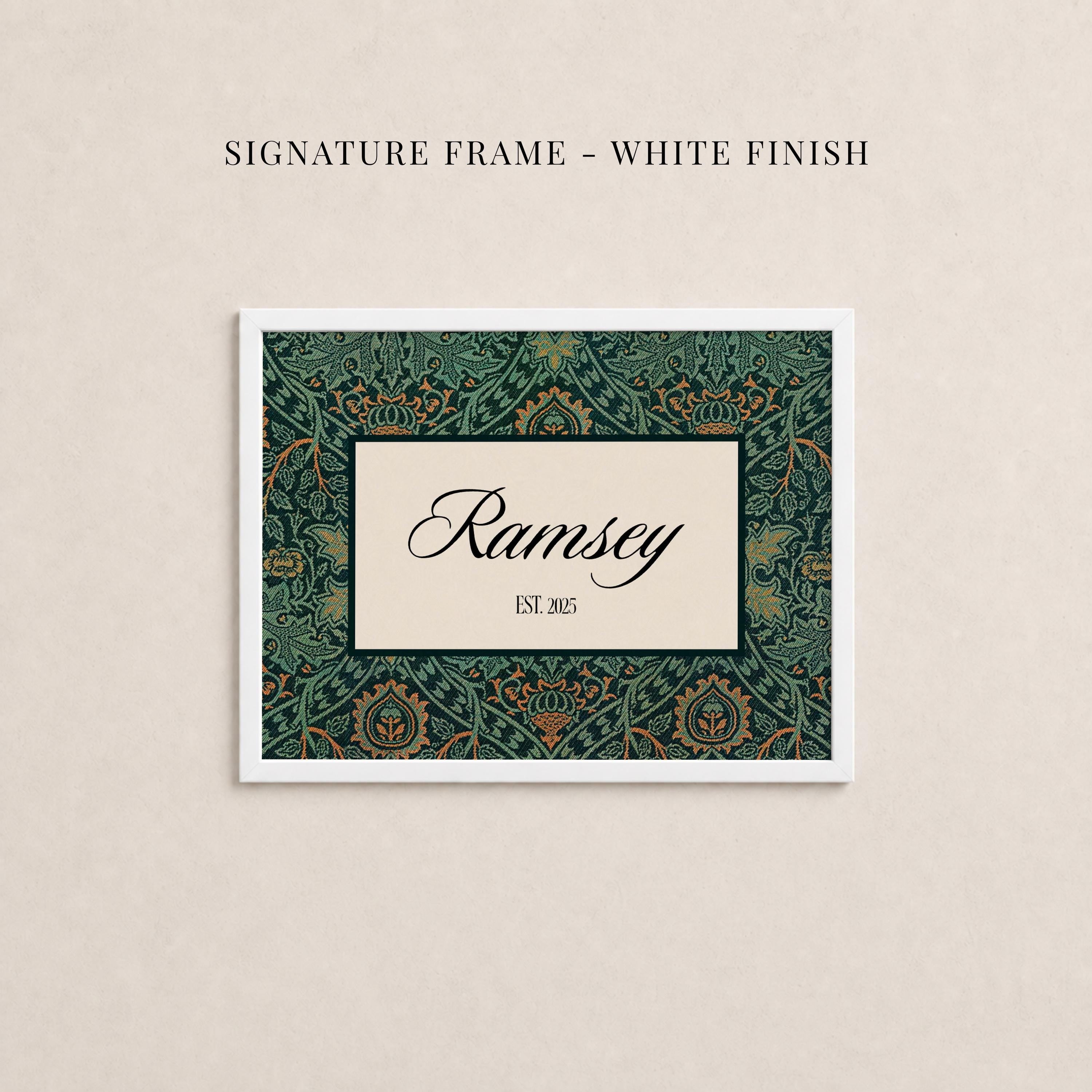 Custom Family Name Sign Ispahan William Morris Floral Wall Art | 2230