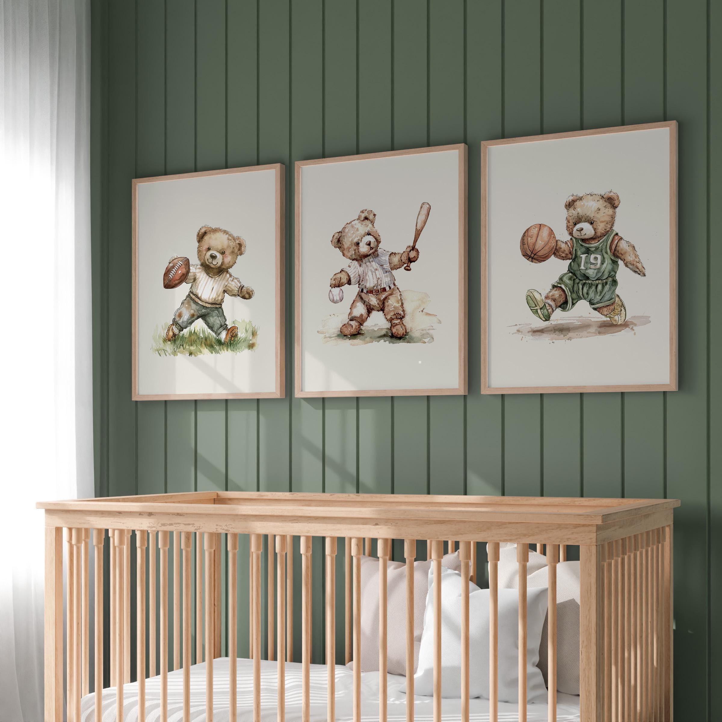 Vintage Teddy Sports Nursery Set of 6 | 1232