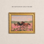Vintage Horse Print in Pink Flower Field - Wild and Free | 2262