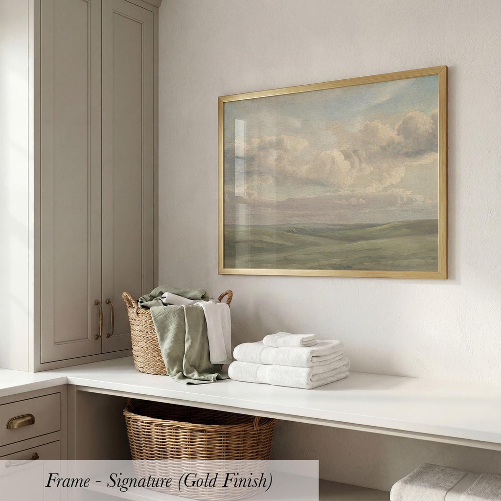 Vintage Cloud Landscape Print - Pastoral Sky Wall Art | 2144