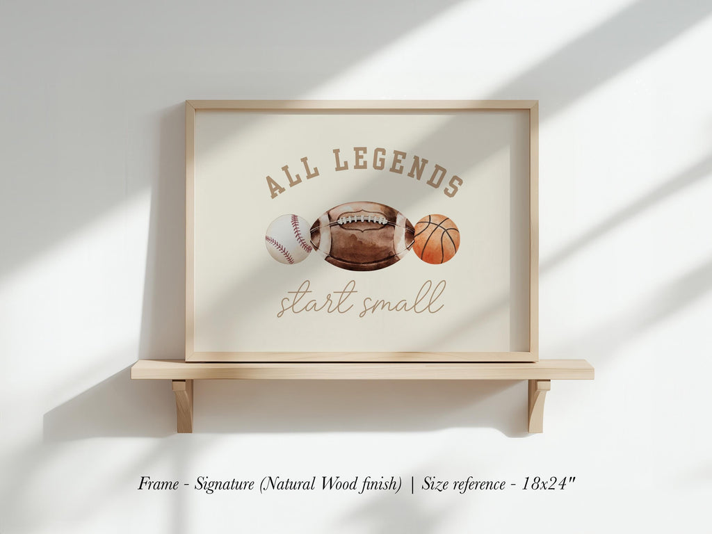 All Legends Start Small™ Boy Nursery Wall Art - Football, Baseball, Basketball | 2154