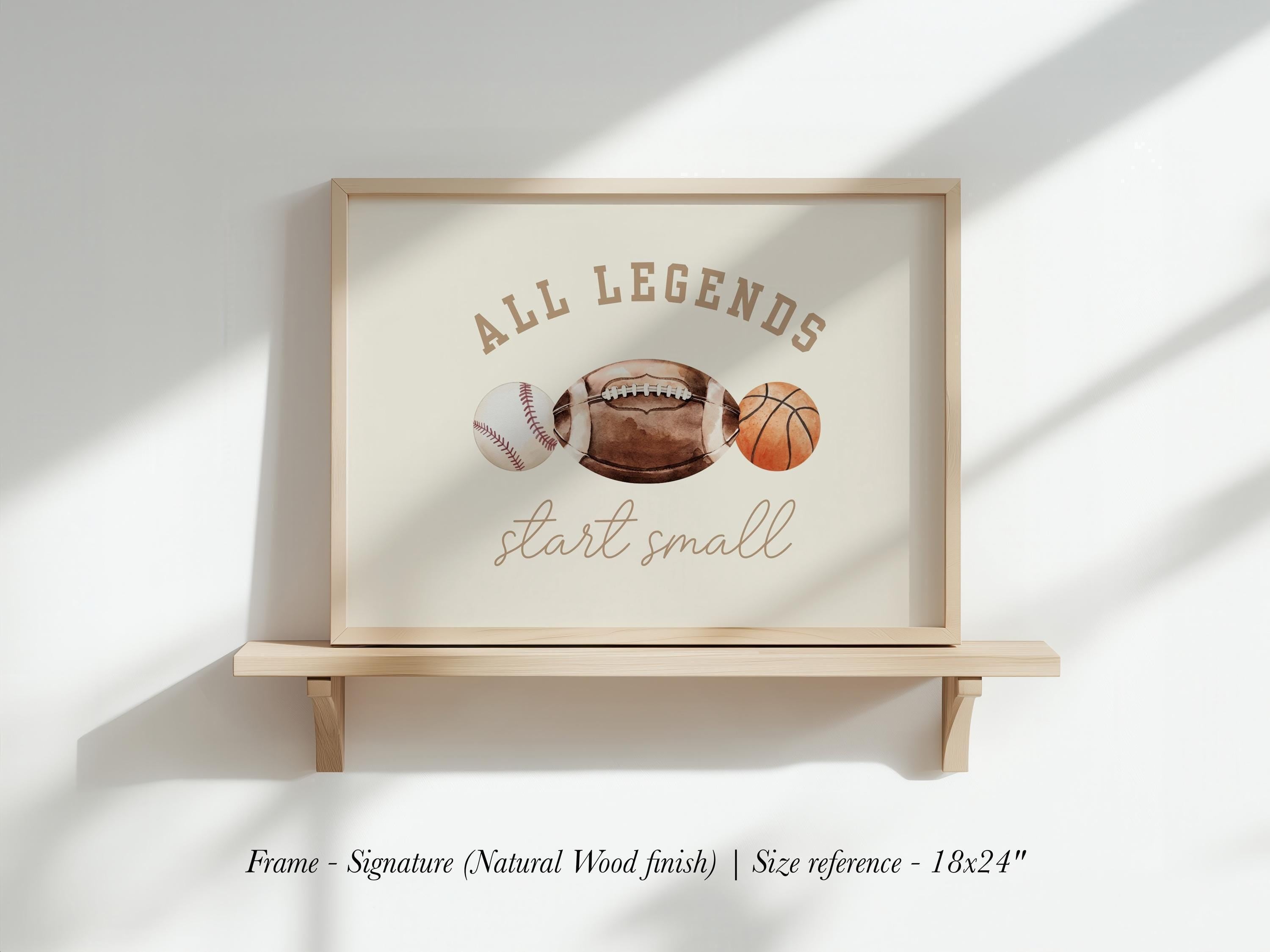 All Legends Start Small™ Boy Nursery Wall Art - Football, Baseball, Basketball | 2154