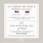 All orders are made & shipped locally