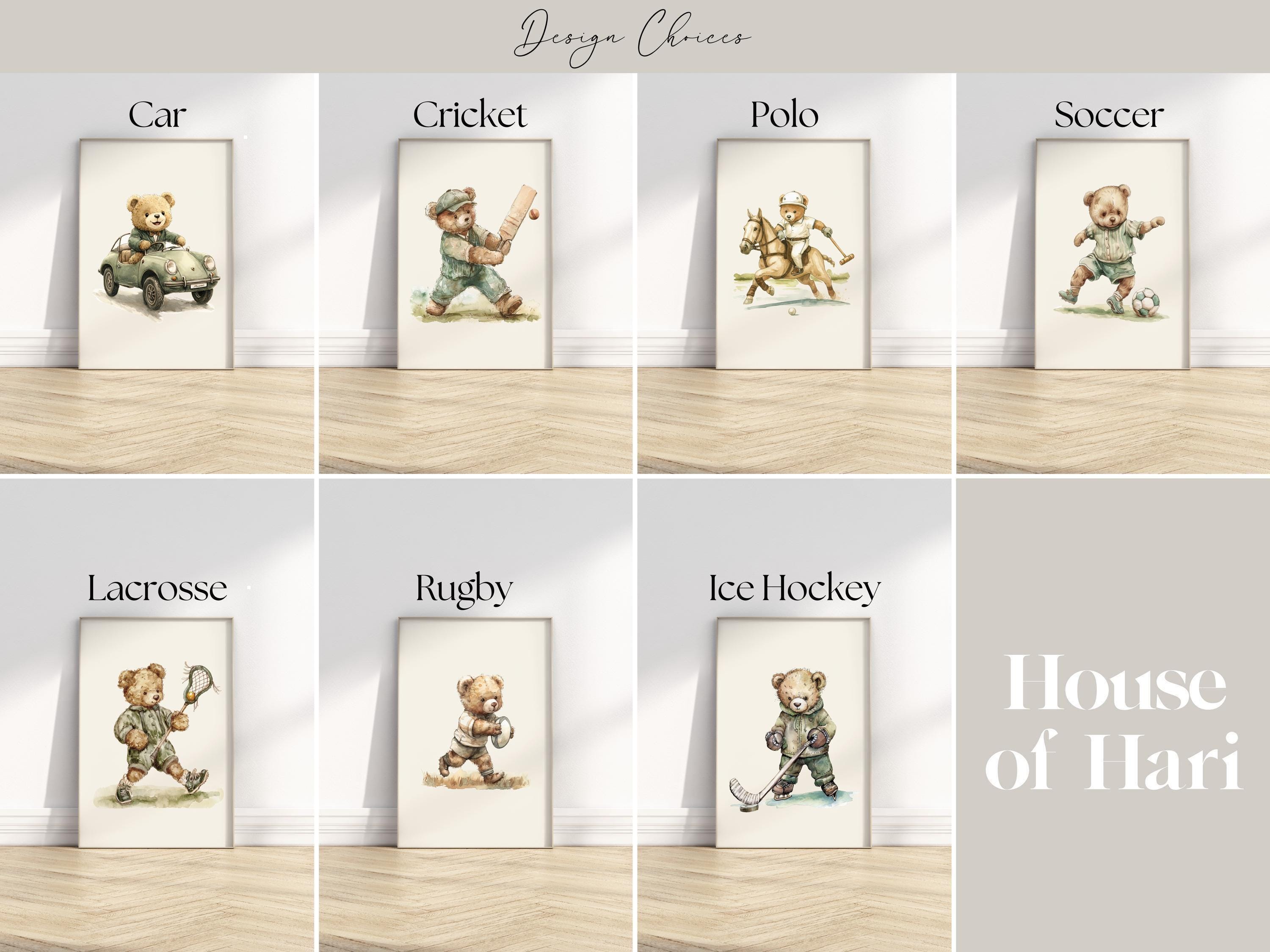 Vintage Teddy Sports Nursery Set of 6 | 1232