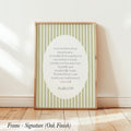 a framed poster with a Bible verse from Psalm 139, which reads: "For you formed my inward parts, you knit me together in my mother's womb, I praise you because you are fearfully and wonderfully made. Wonderful are your works, my soul knows it very well."