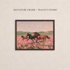 Vintage Horse Print in Pink Flower Field - Wild and Free | 2262