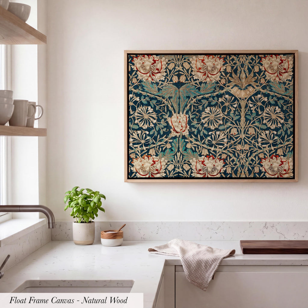 Botanical Wall Art William Morris Cotton Float Frame Canvas Art Print | 2213