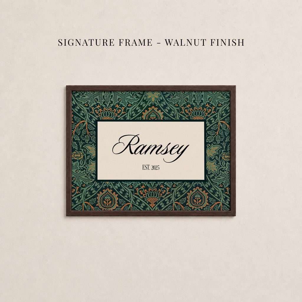 Custom Family Name Sign Ispahan William Morris Floral Wall Art | 2230