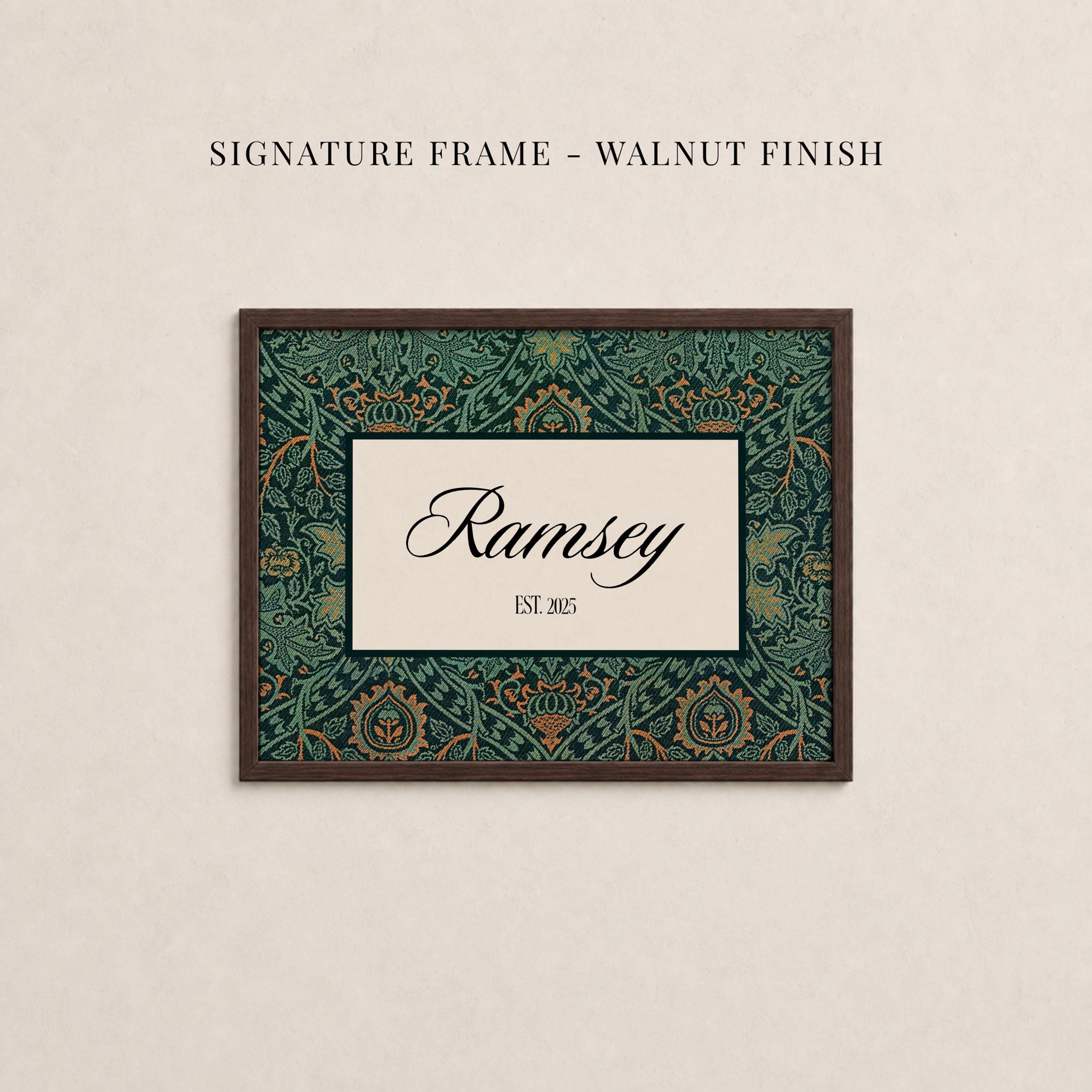 Custom Family Name Sign Ispahan William Morris Floral Wall Art | 2230