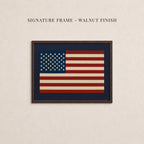 American Flag Print - Rustic Americana Oil Painting Style Gold Framed Patriotic Decor | 2134