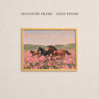 Vintage Horse Print in Pink Flower Field - Wild and Free | 2262