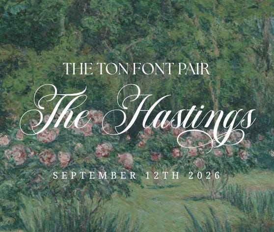 The image is a poster for an event called "The Ton Font Pair: The Hastings" that took place on September 12th, 2026.