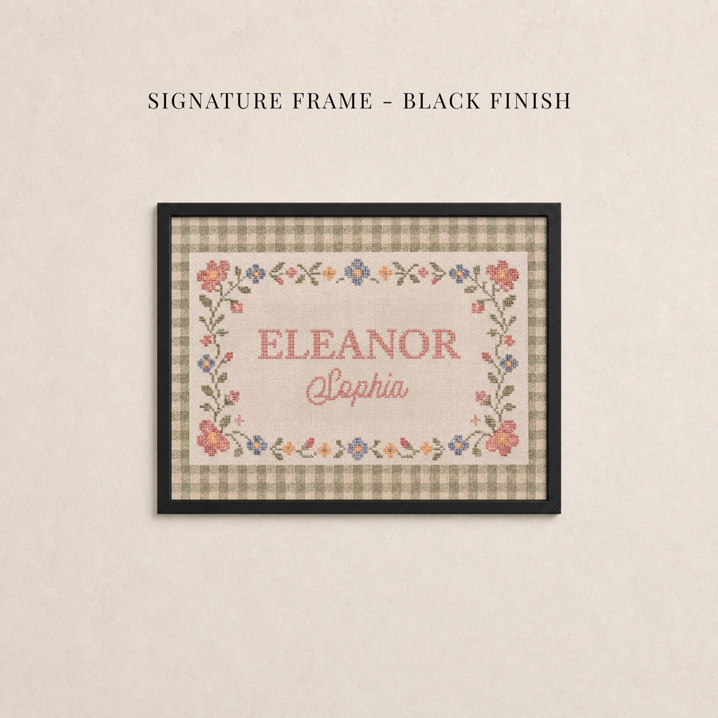 Personalized Nursery Name Sign Cross Stitch Style Wall Art | 2239