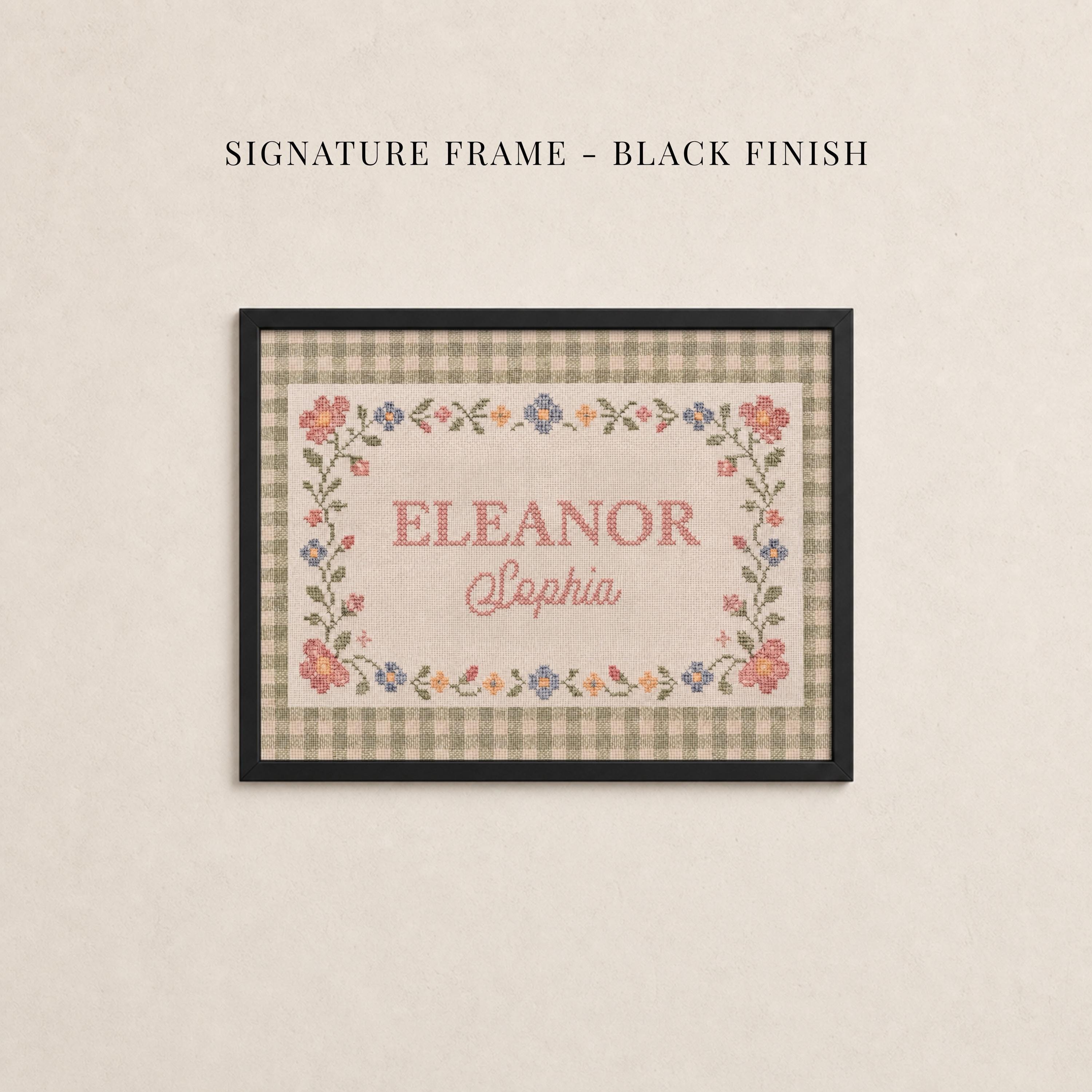 Personalized Nursery Name Sign Cross Stitch Style Wall Art | 2239