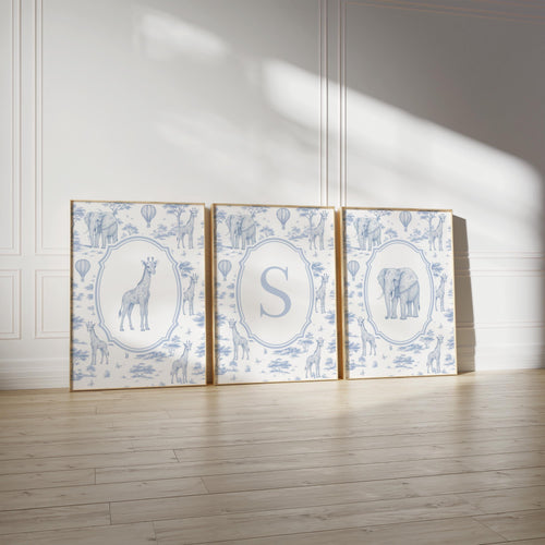 Blue Safari Nursery Prints: Chinoiserie Toile de Jouy ∙ 1867
