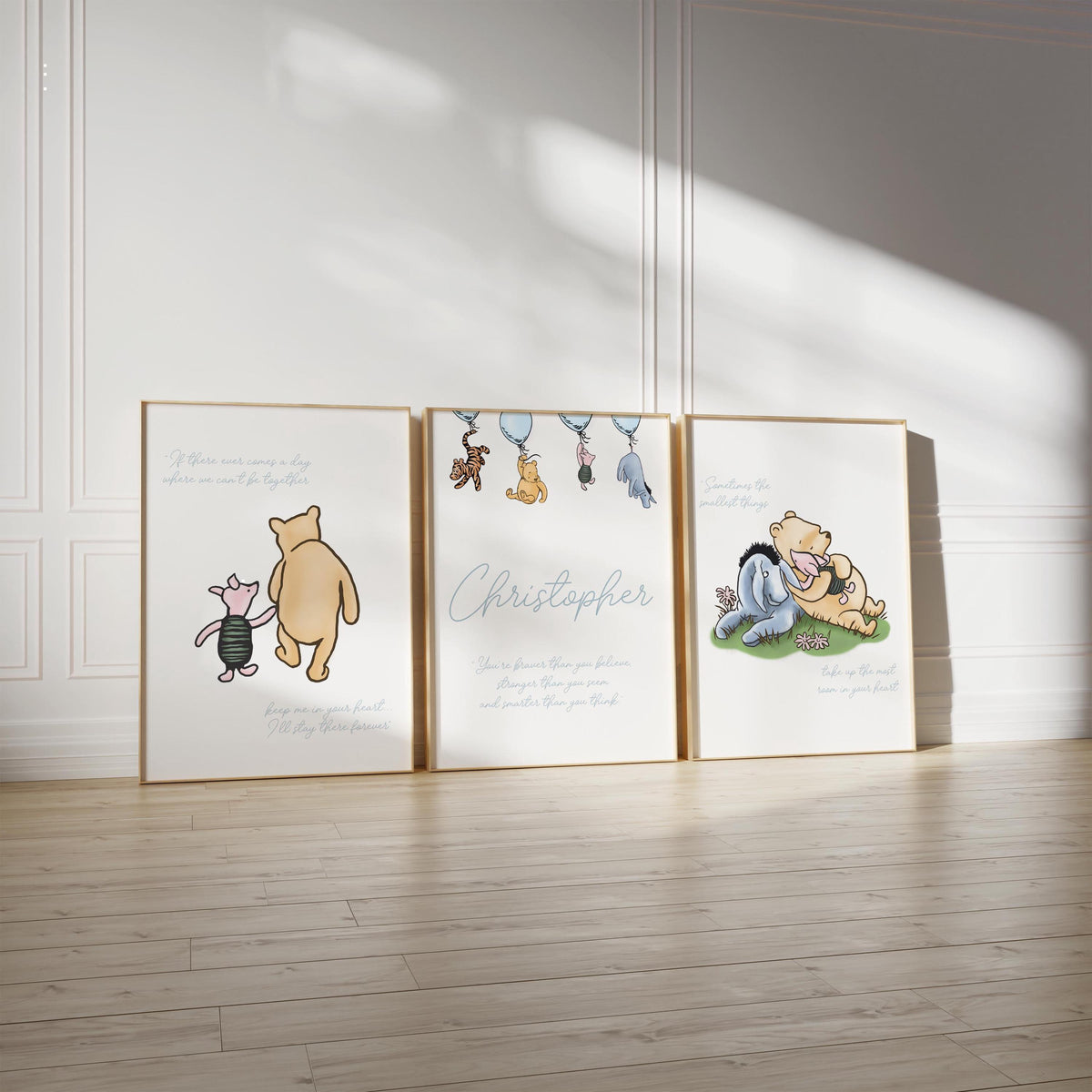 Winnie The Pooh Girl Nursery Art Set of 3 Name Sign ∙ 1180S