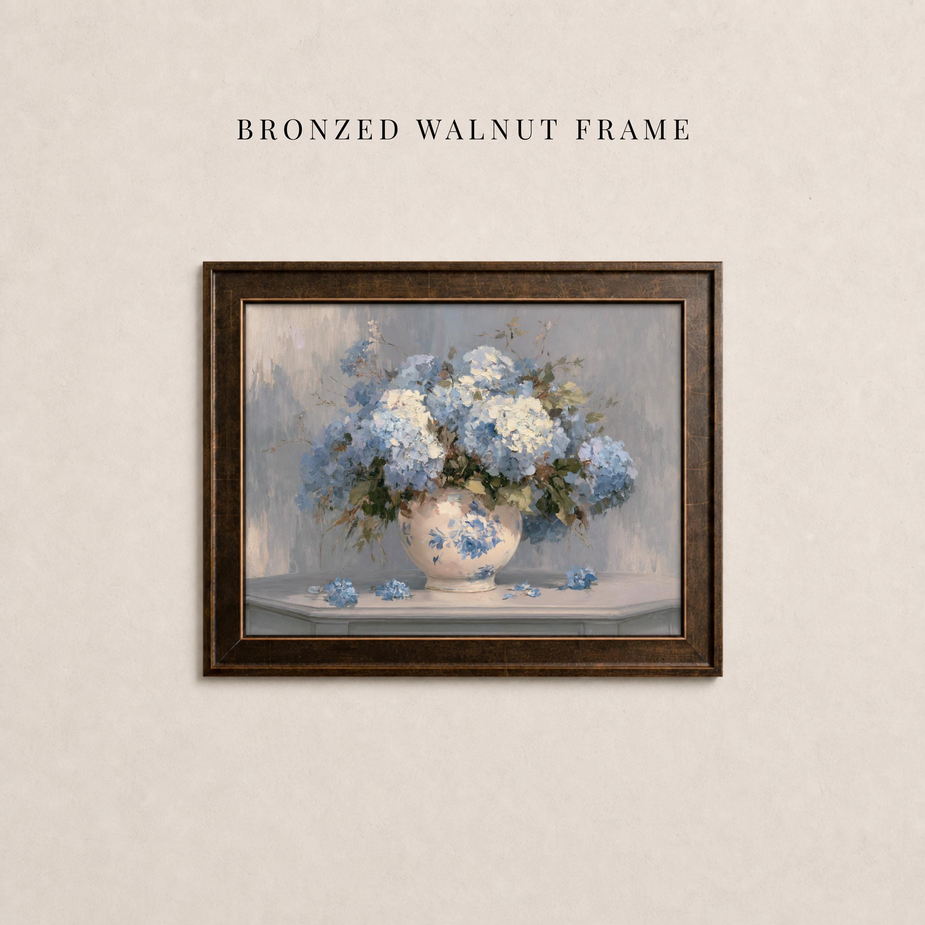 Hydrangea Print | Blue Floral Ceramic Vase Still Life Art | 2254