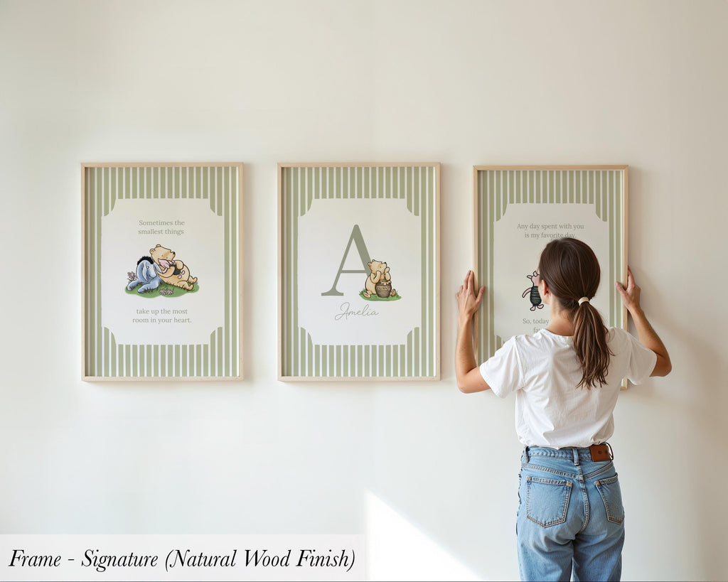 Personalized Name Classic Storybook Quote Nursery Art Vintage Sage Green Striped ∙ 2325