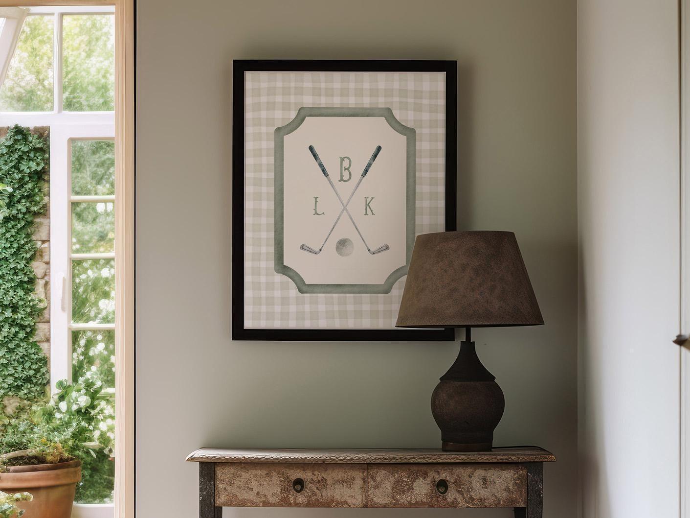 Golf Monogram in Green Gingham | 1627