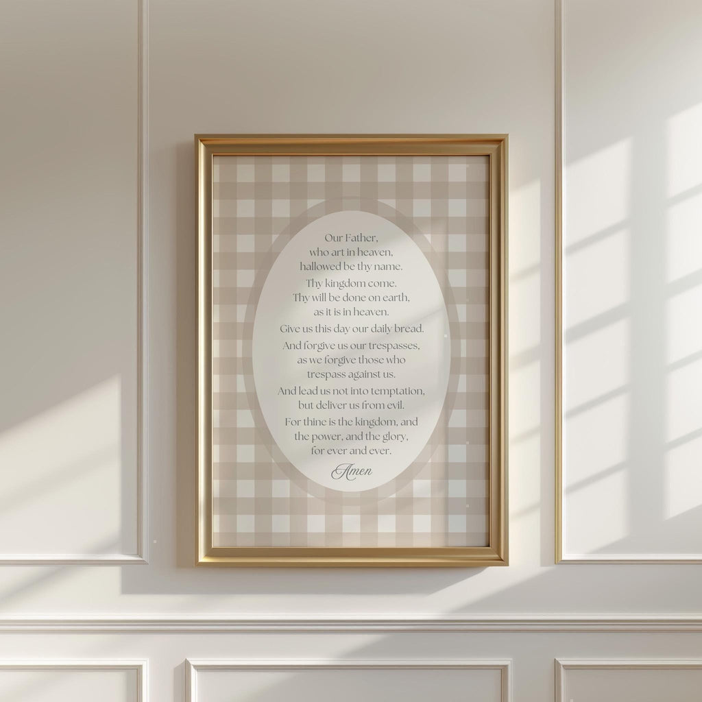 Lord’s Prayer Beige Gingham Wall Art | 1883