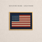 American Flag Print - Rustic Americana Oil Painting Style Gold Framed Patriotic Decor | 2134