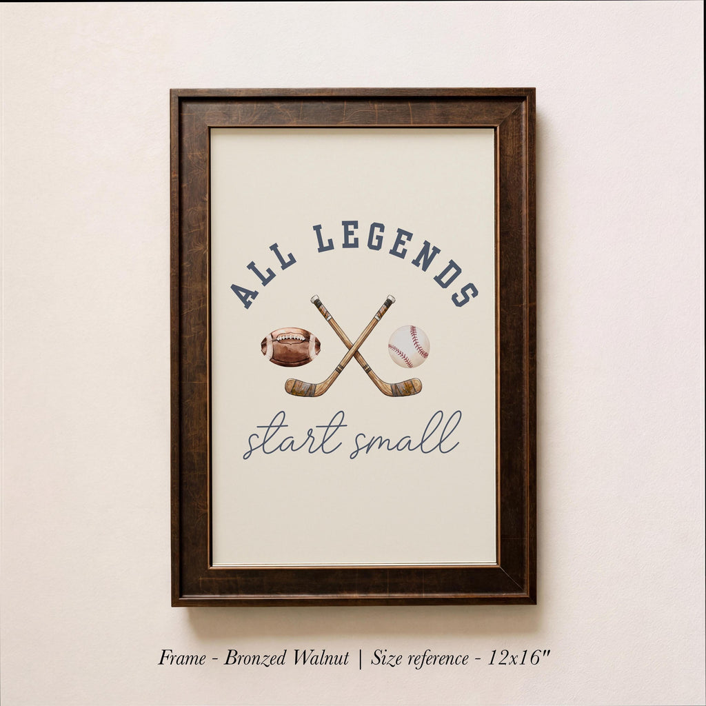 All Legends Start Small™ Sports Nursery Art ∙ Hockey, Football, Baseball ∙ 1993