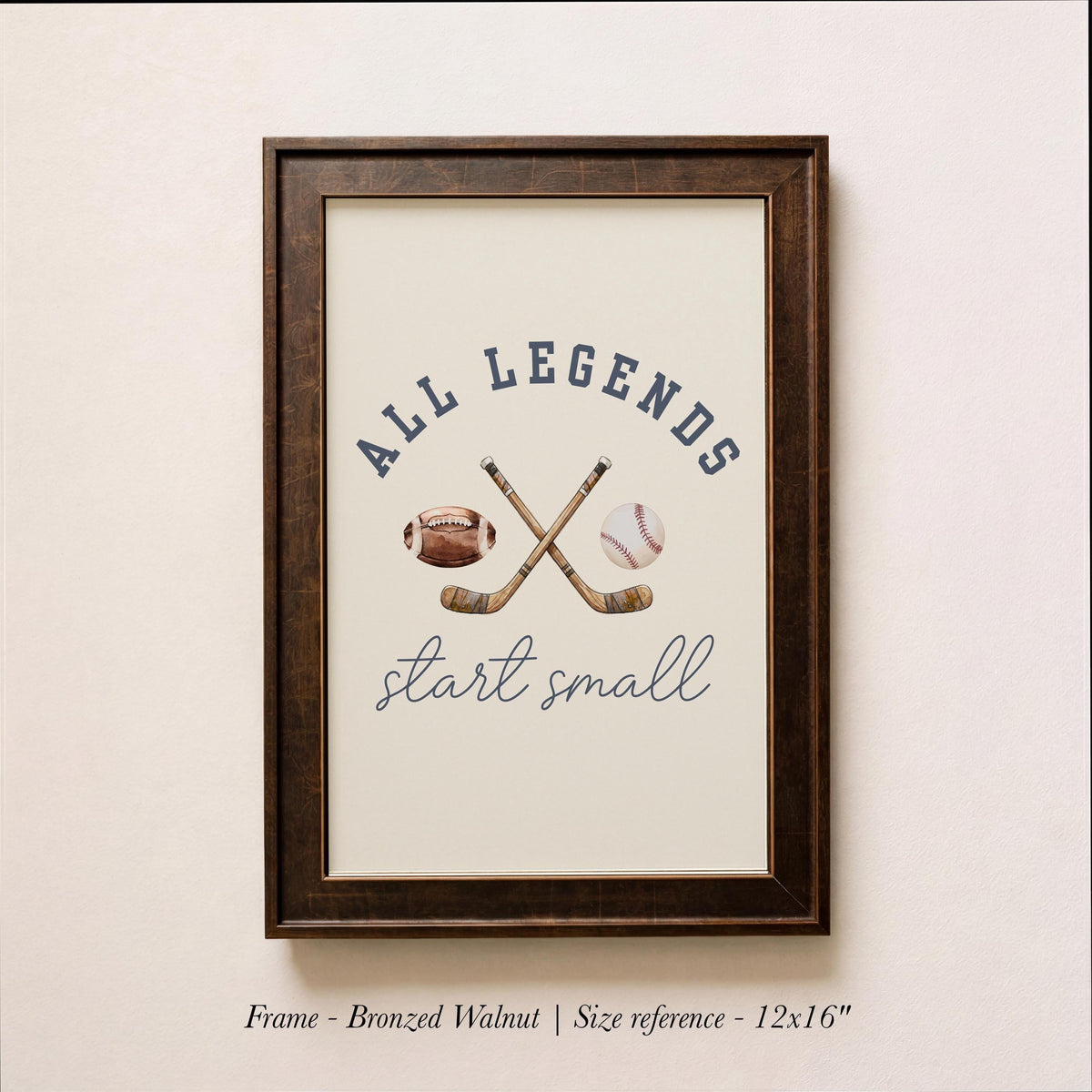 All Legends Start Small™ Sports Nursery Art ∙ Hockey, Football, Baseball ∙ 1993