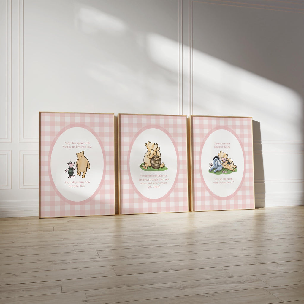 Classic Pooh Nursery Quotes Pink Gingham | 1874