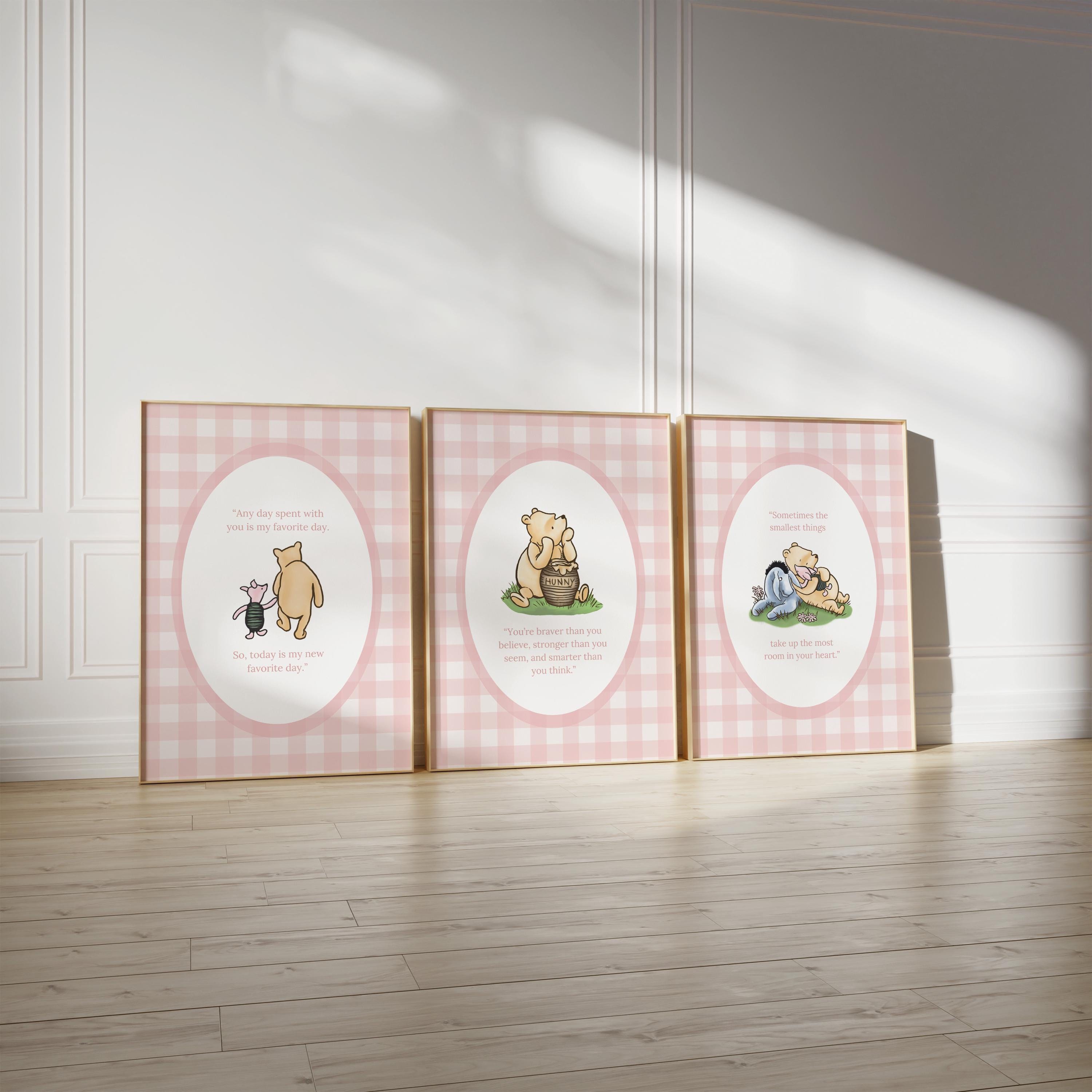 Classic Pooh Nursery Quotes Pink Gingham | 1874
