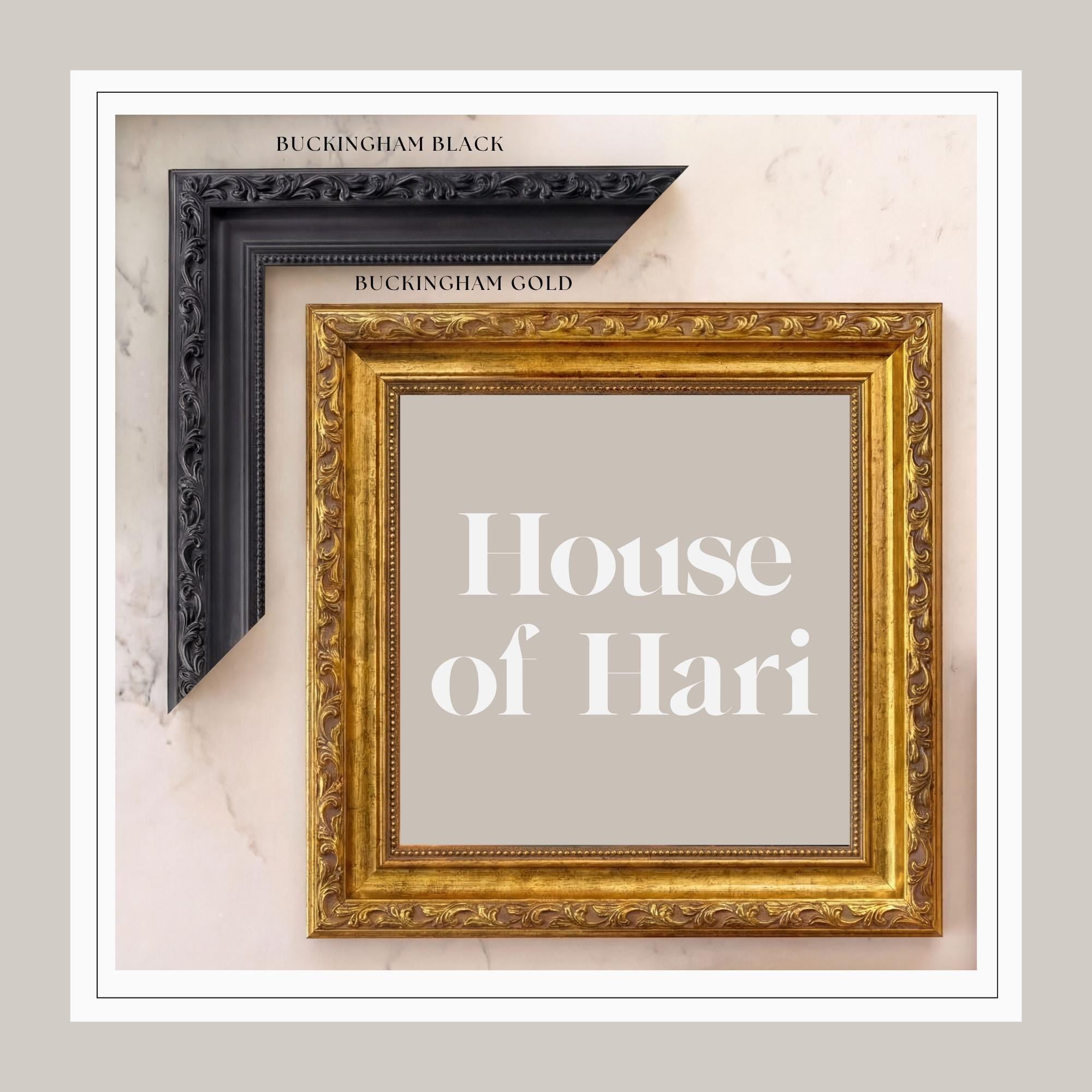 a collection of five framed picture frames in various colors and styles, including bronze, black, gold, and heritage gold.
