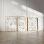 Beige Safari Nursery Art Prints: Chinoiserie Toile de Jouy Animals | 1443