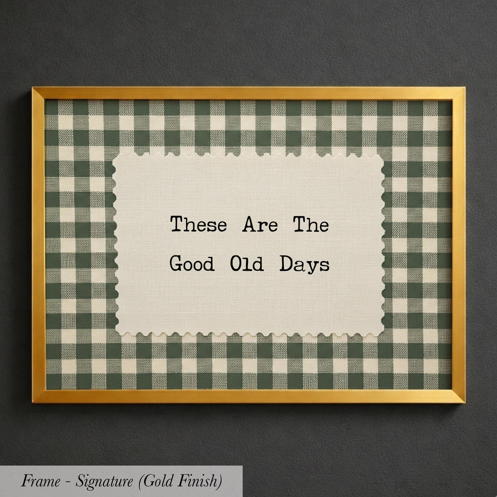 Vintage Green Gingham Good Old Days Art | 1959