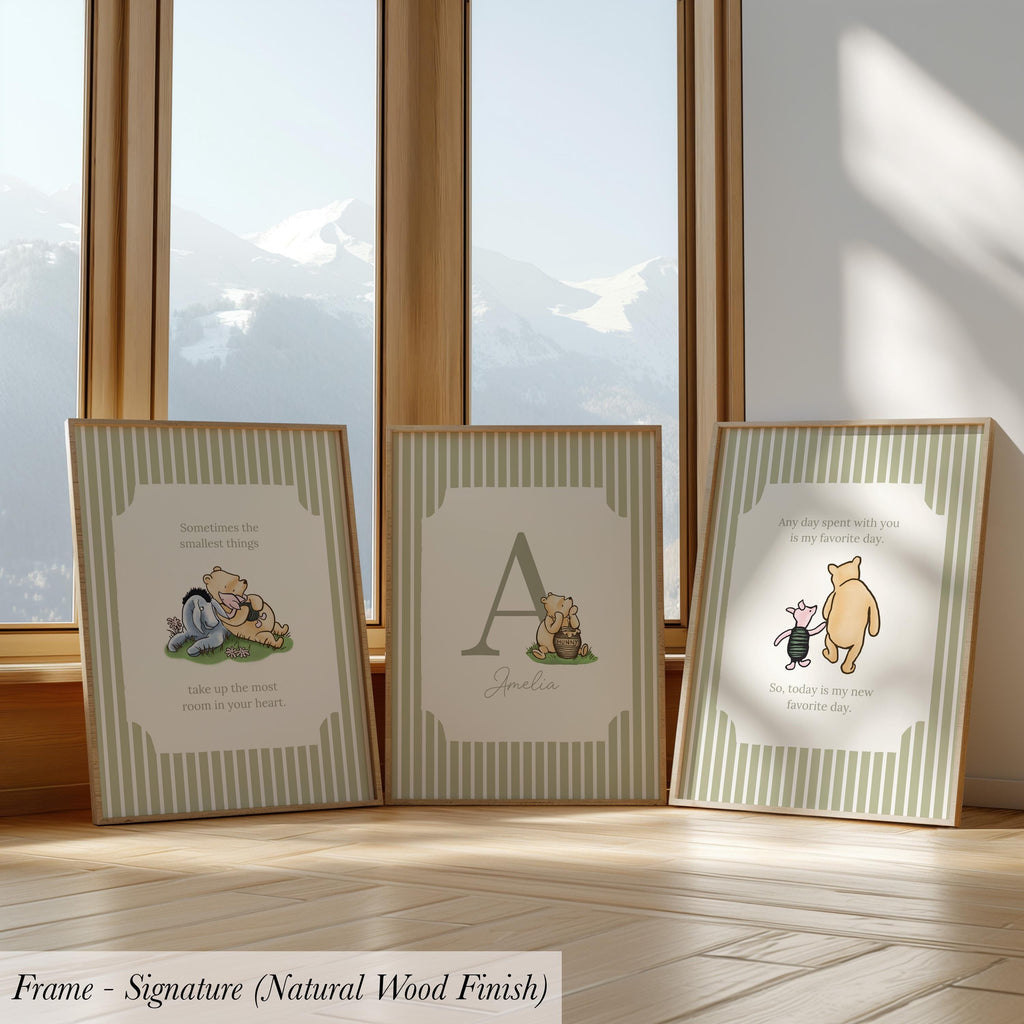 Personalized Name Classic Storybook Quote Nursery Art Vintage Sage Green Striped ∙ 2325