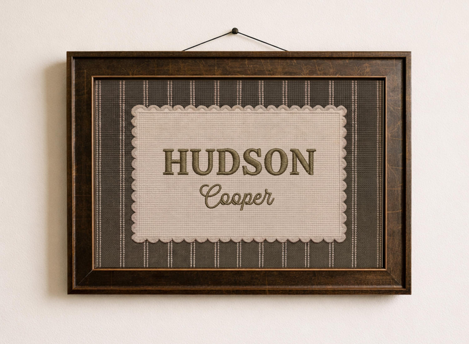 Custom Name Personalized Embroidery Style Wall Art
