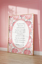 Numbers 6:24-26 Pink Floral Christian Nursery Art ∙ 1498